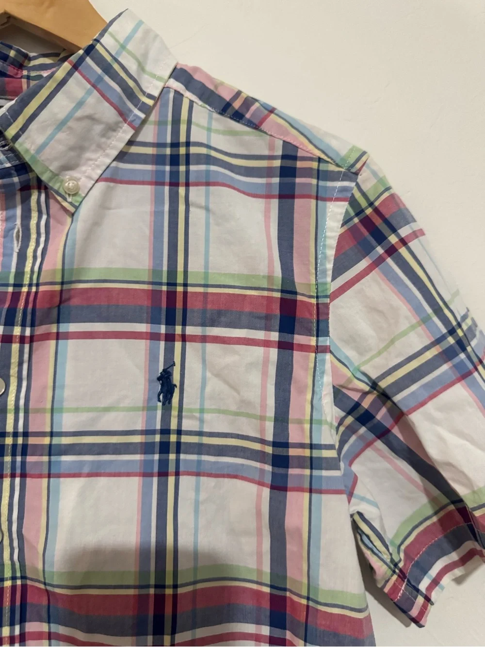 Polo Ralph Lauren Boys Size L 14-16 Plaid Short Sleeve Button Down Shirt Multi
